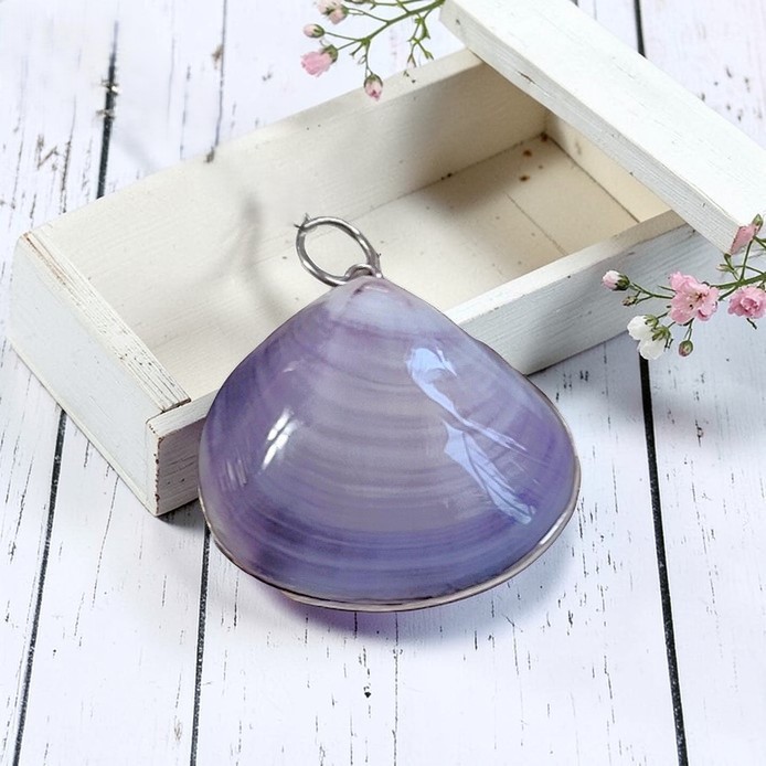 Purple Clam Shell Set in Sterling Silver Pendant