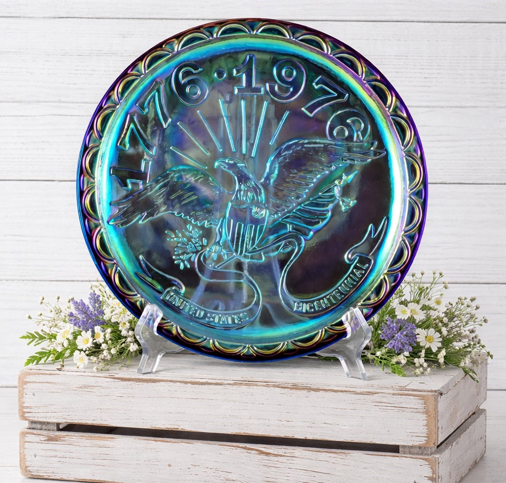 Indiania Glass Co Carnival Glass 1776 BIcentennial Collect Plate Indiania Glass Co Carnival Glass 1776 BIcentennial Collect Plate