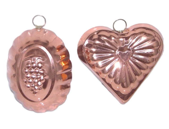 Set of 2 Copper Jello Molds for Decorative Hanging