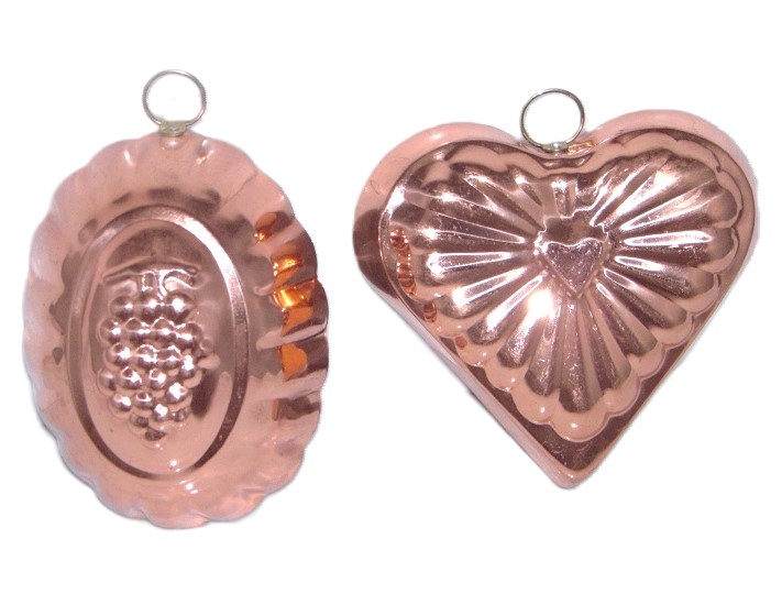 Set of 2 Copper Jello Molds for Decorative Hanging