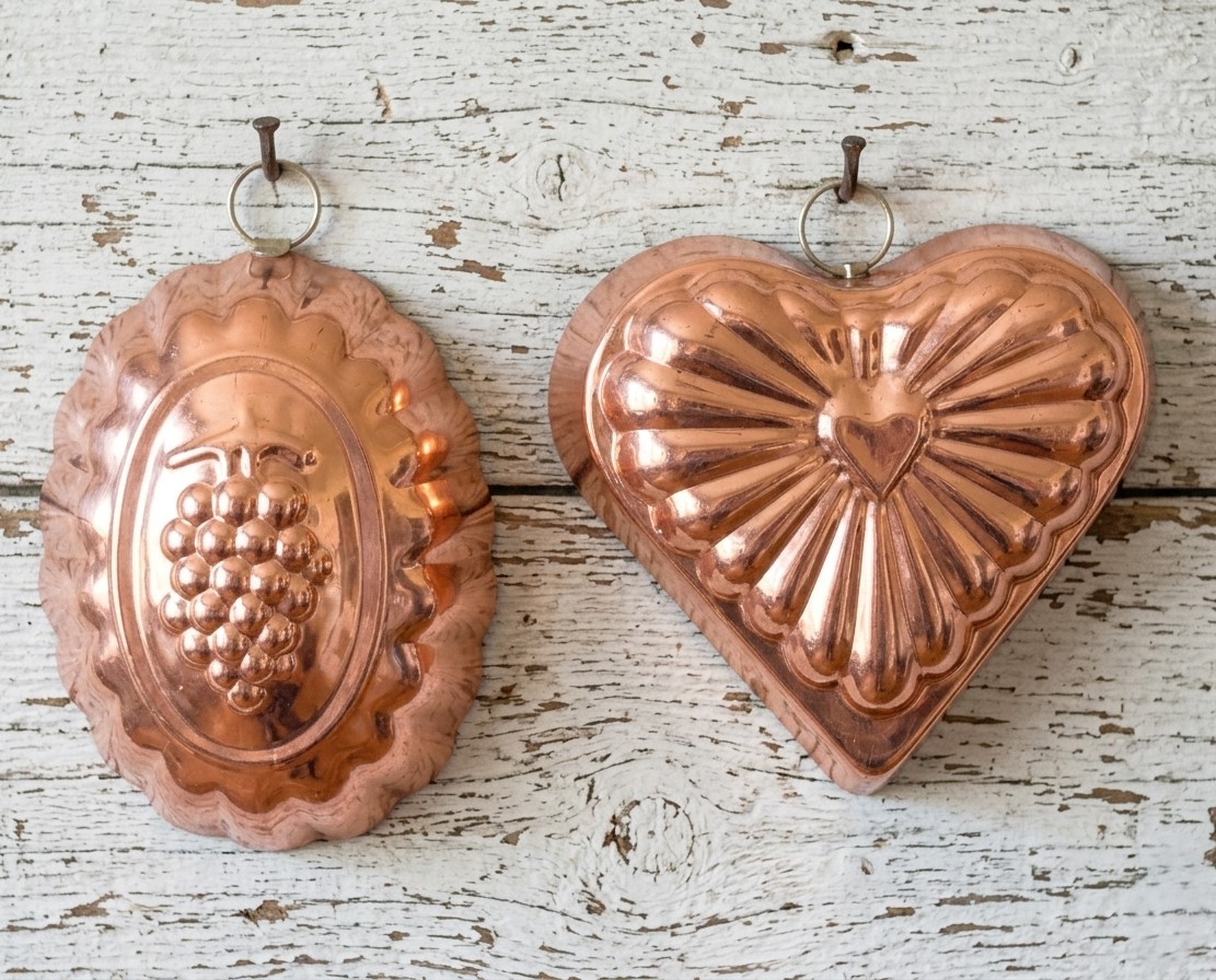 Set of 2 Copper Jello Molds for Decorative Hanging Set of 2 Copper Jello Molds for Decorative Hanging