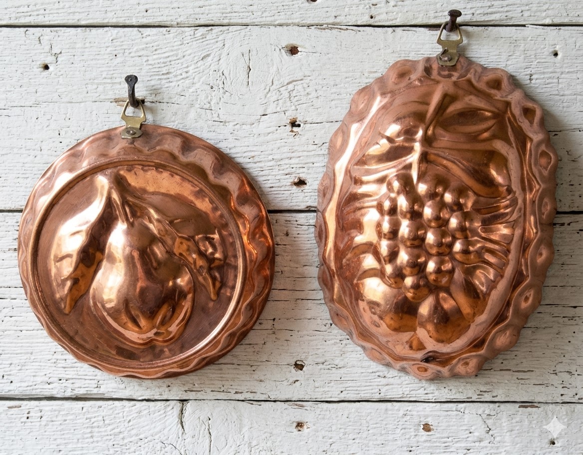 Set of 2 Copper Jello Molds for Decorative Hanging Set of 2 Copper Jello Molds for Decorative Hanging