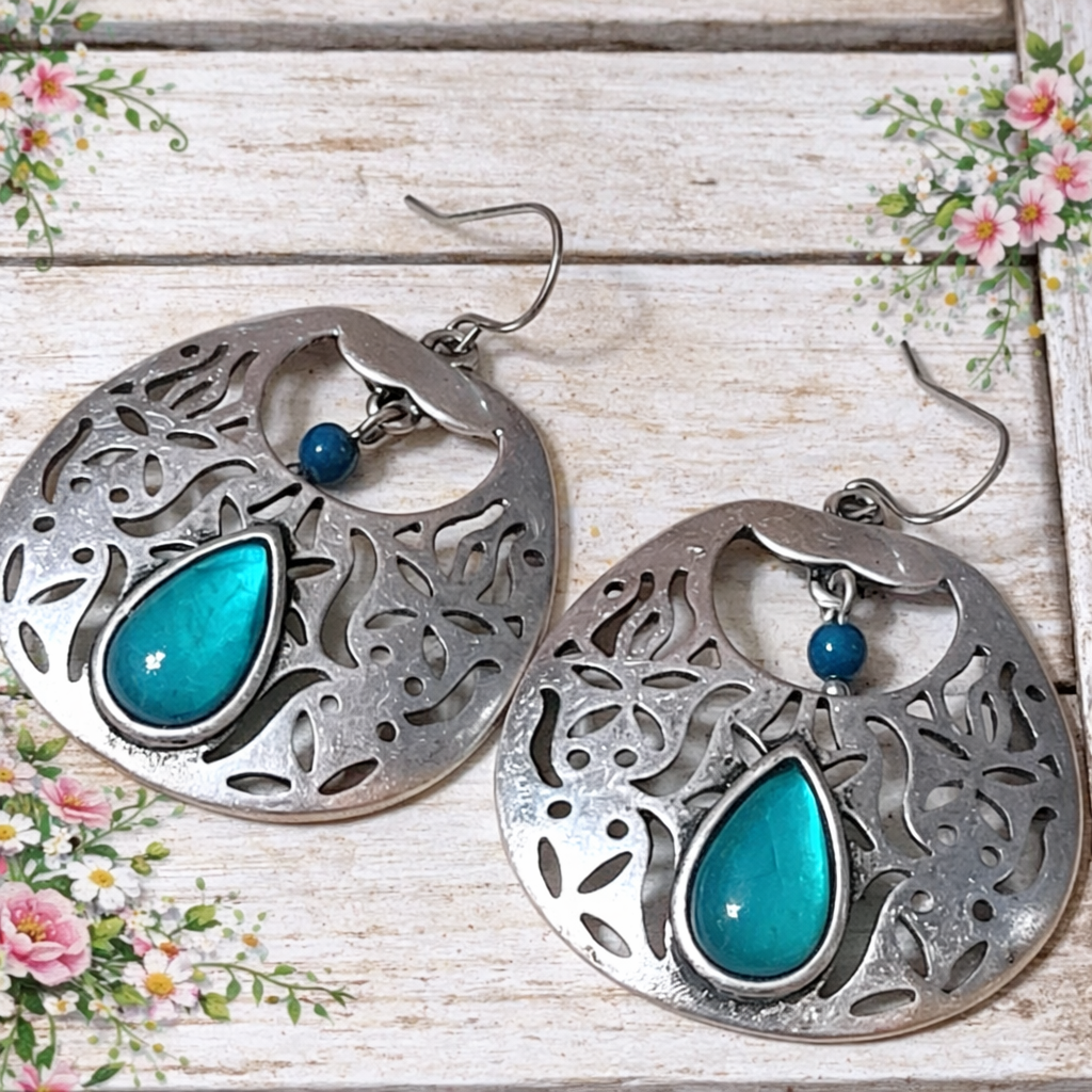 Green jelly belly cabachon earrings, pierced ears