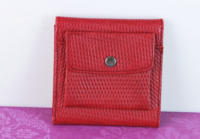 Red Soft Leather Vintage Double Fold Wallet