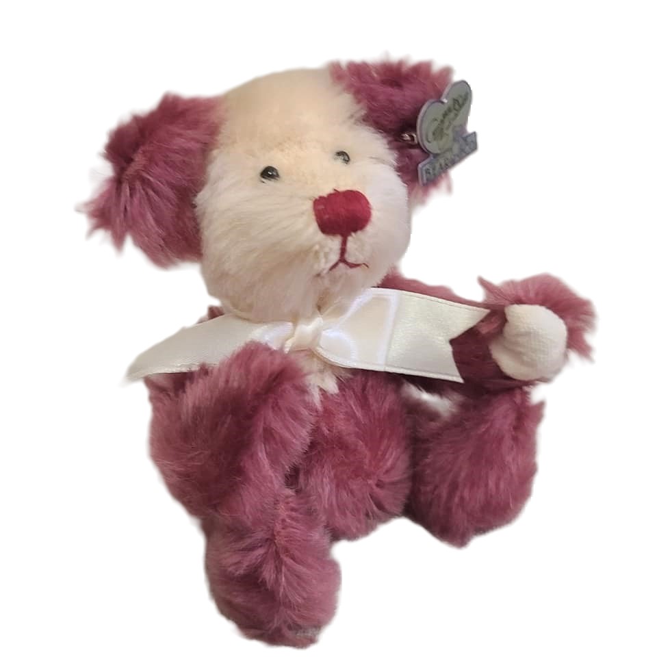Annette Funicello Mohair Miniature Bear Raspberry & Cream