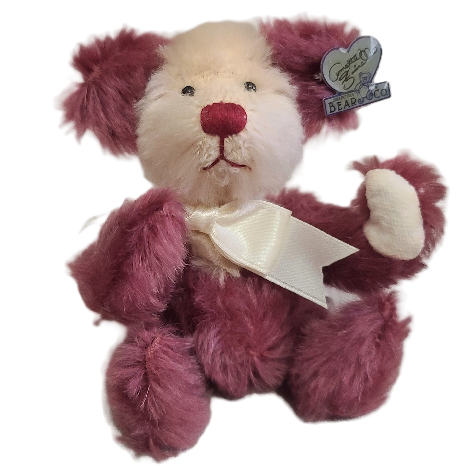Annette Funicello Mohair Miniature Bear Raspberry & Cream