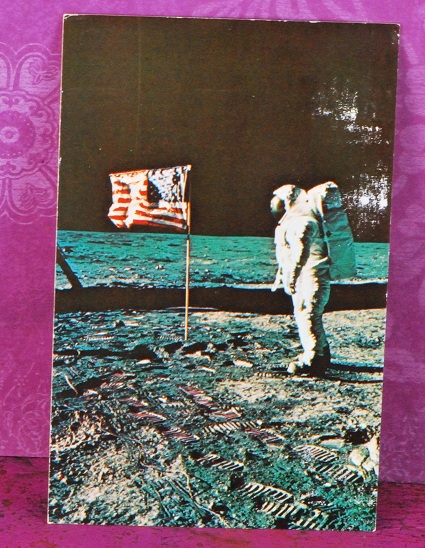 Postcard 1970 Astronaut Aldrin poses on Moon, NASA