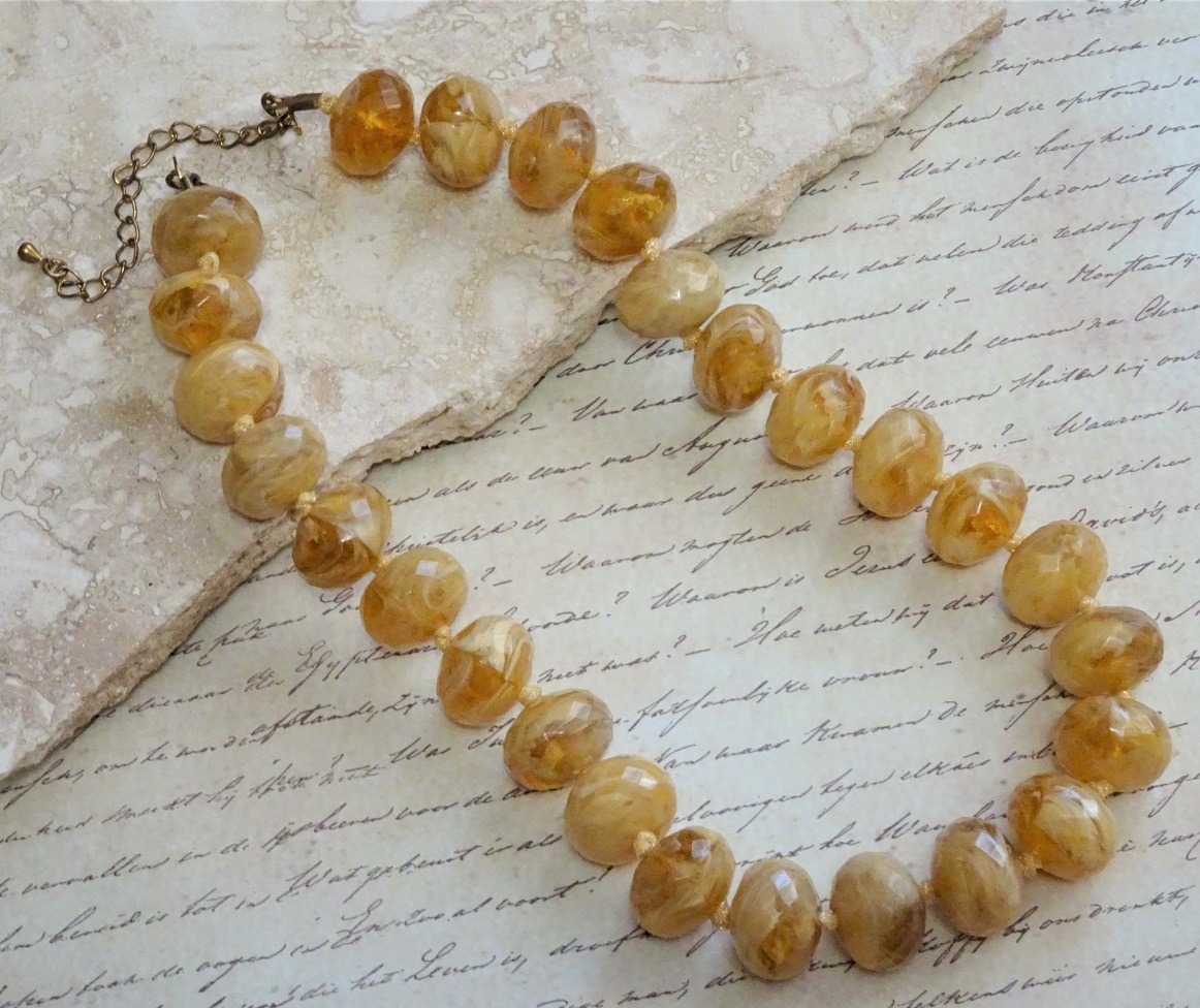 Marble butterscotch bead necklace