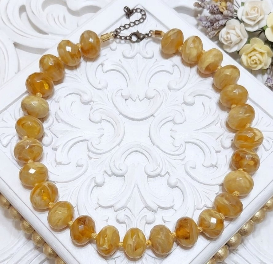 Butterscotch Faceted Bead Necklace, Vintage