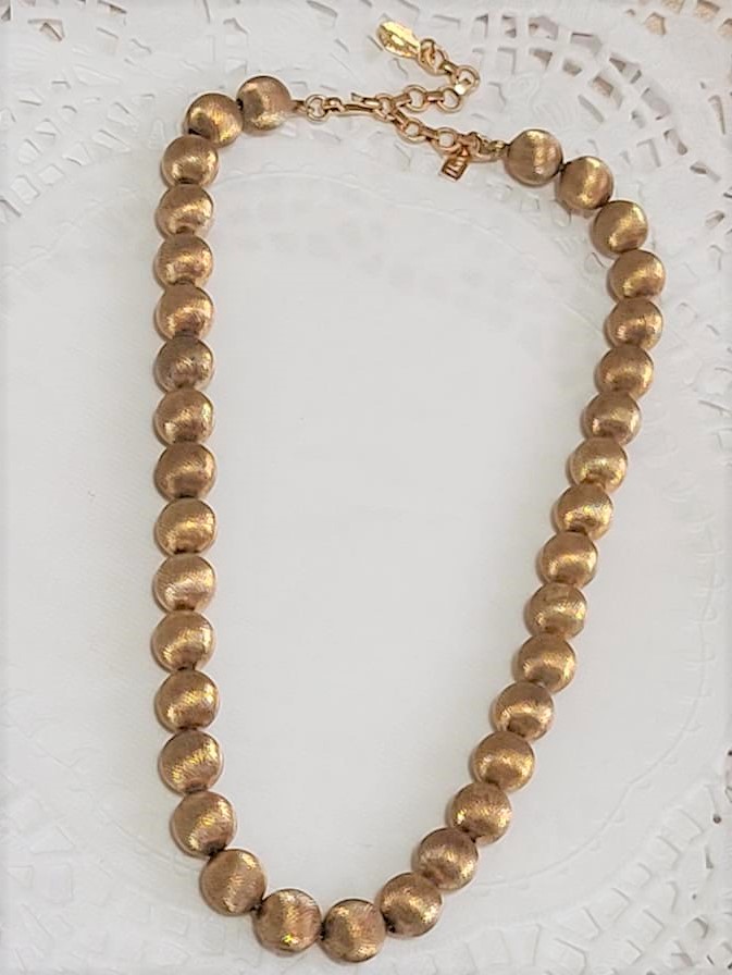 Monet Brushed Gold Bead Choker Necklace 17"