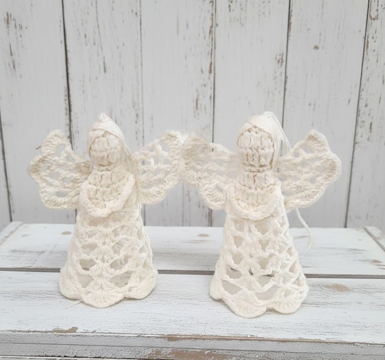 Handmade Crochet Angel Christmas Ornaments Set of 2