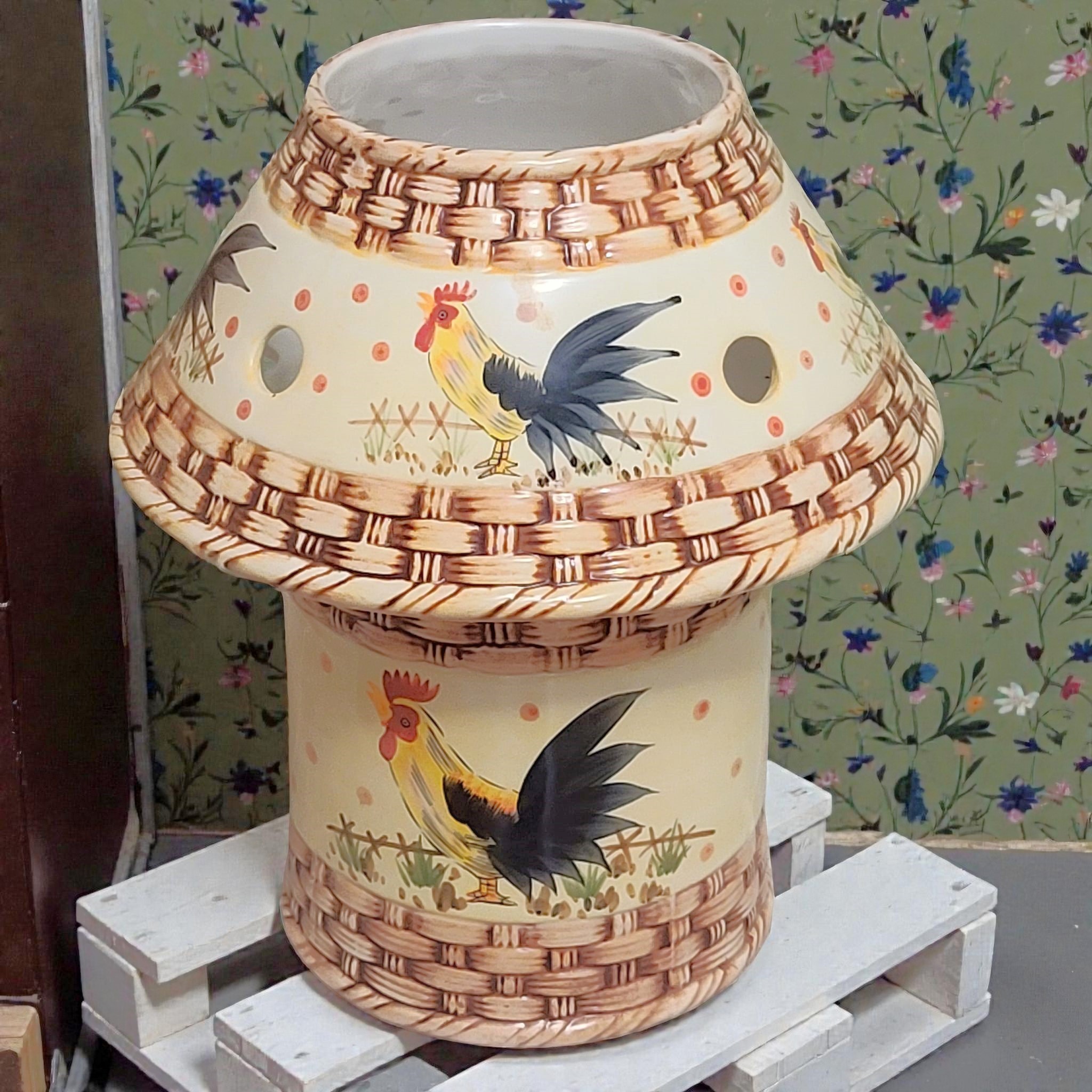 Interior Accents Ceramic Rooster Candle Votive Jar w/Lampshade