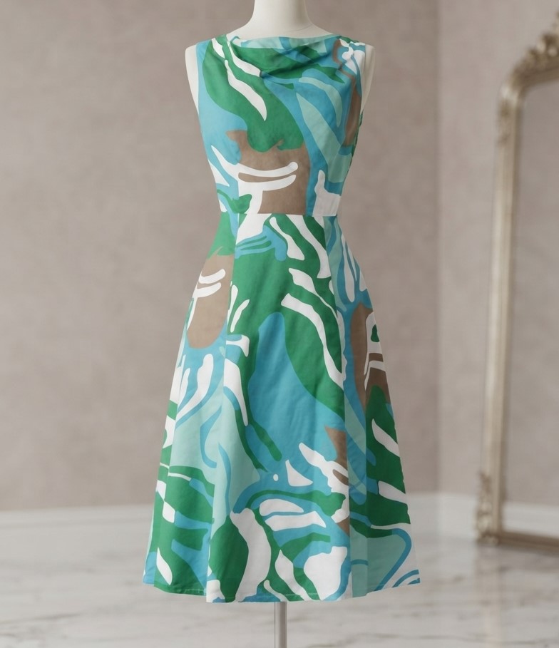 Merona Green & Taupe Swirl Print Sundress NWT