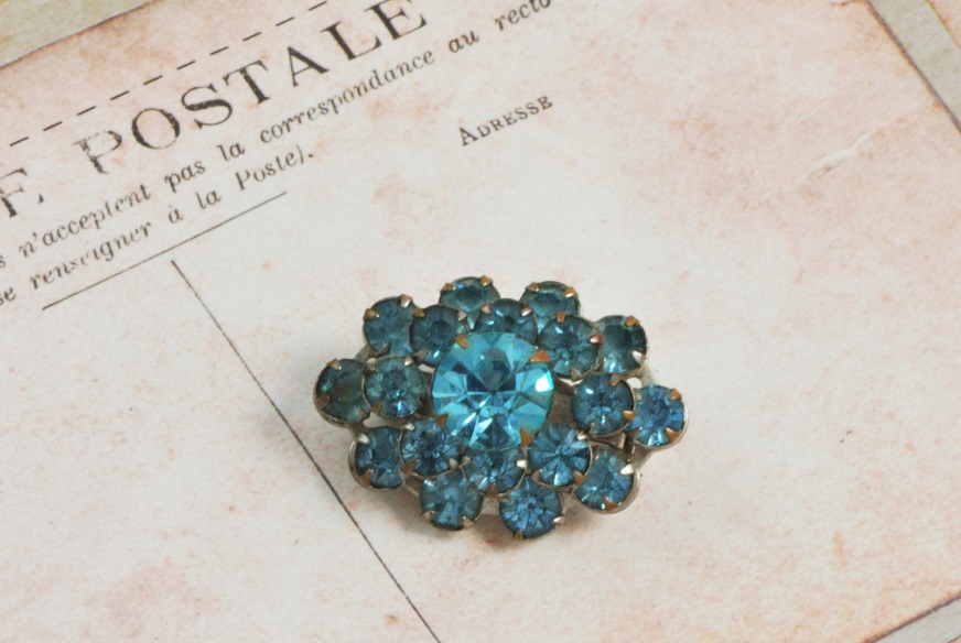 Blue Teal Rhinestone Scatter Pin