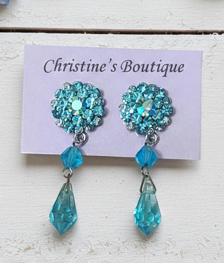 1928 Jewelry Turquoise crystal earrings