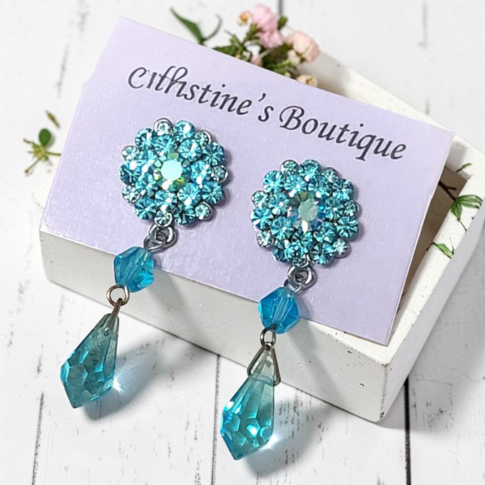 1928 Jewelry Turquoise crystal earrings