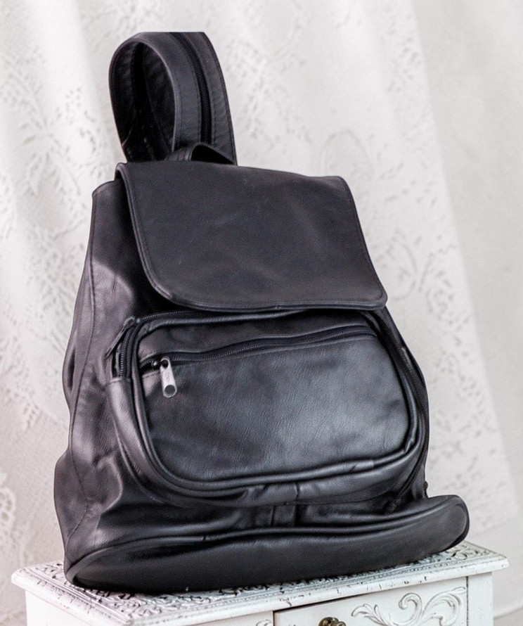 Black Leather Made in Mexico Backpack New