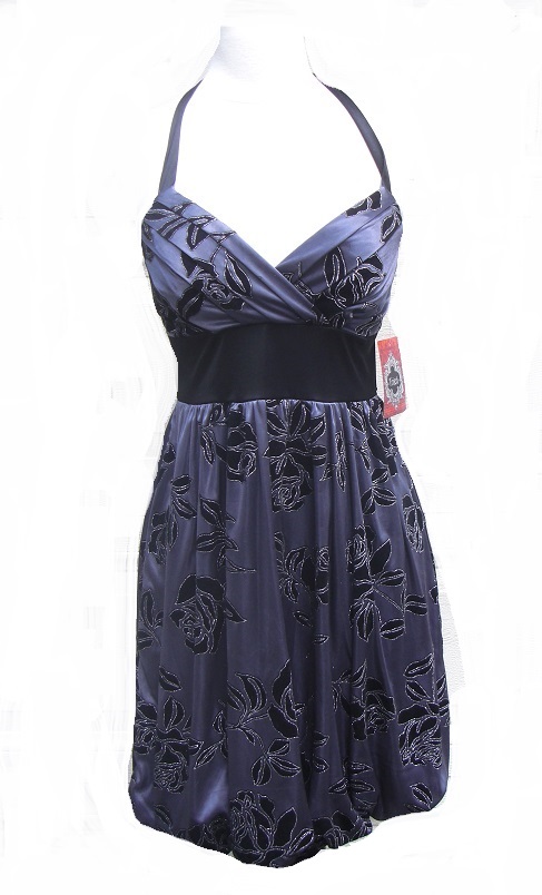 Trixxi Black & Dark Gray Bubble Hem Dress NWT - Click Image to Close