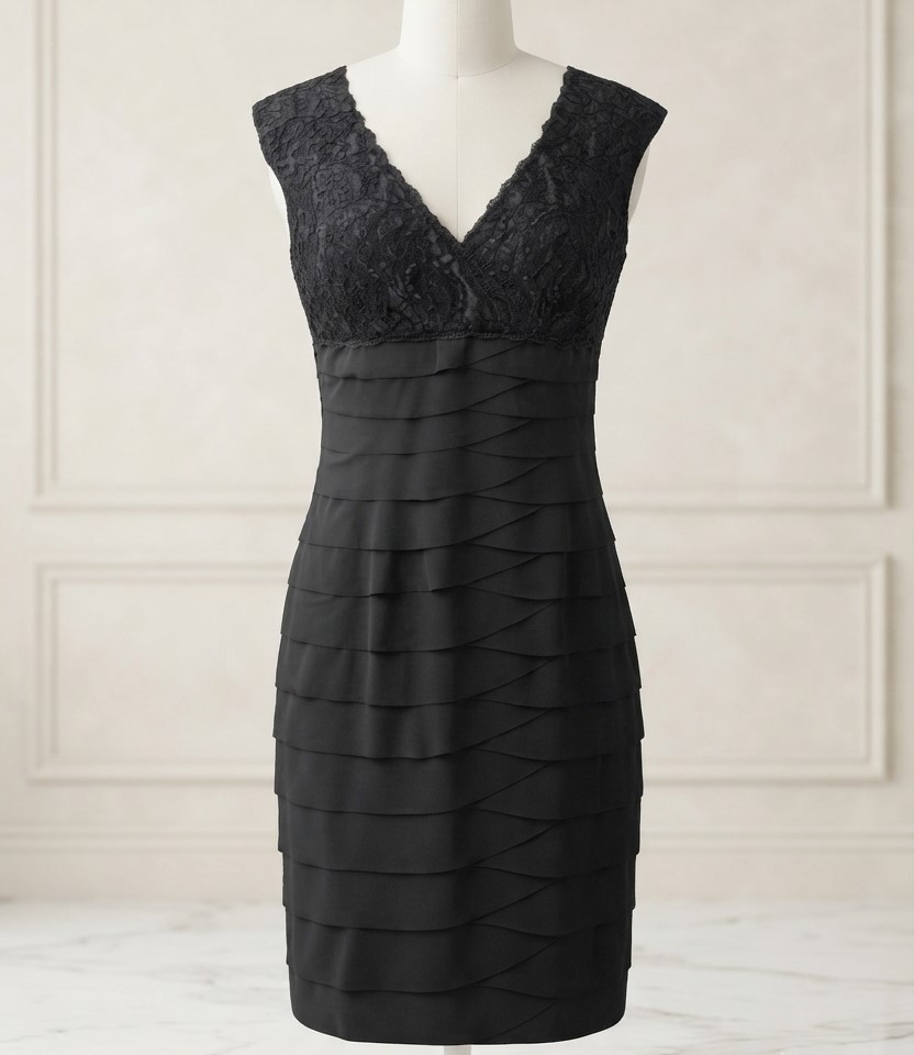 Jones Wear Black on Black Lace Shutter Dress