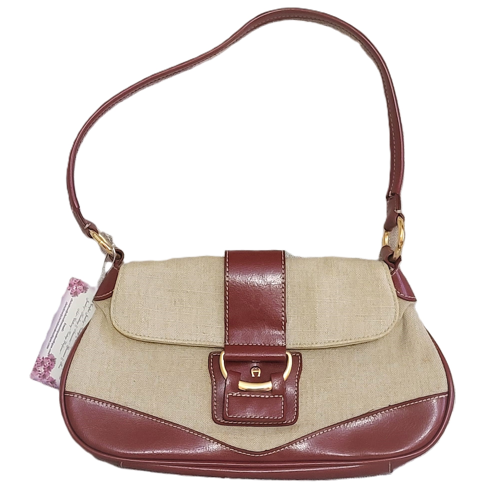 Etienne Aigner Canvas with Red Trim Handbag - Click Image to Close