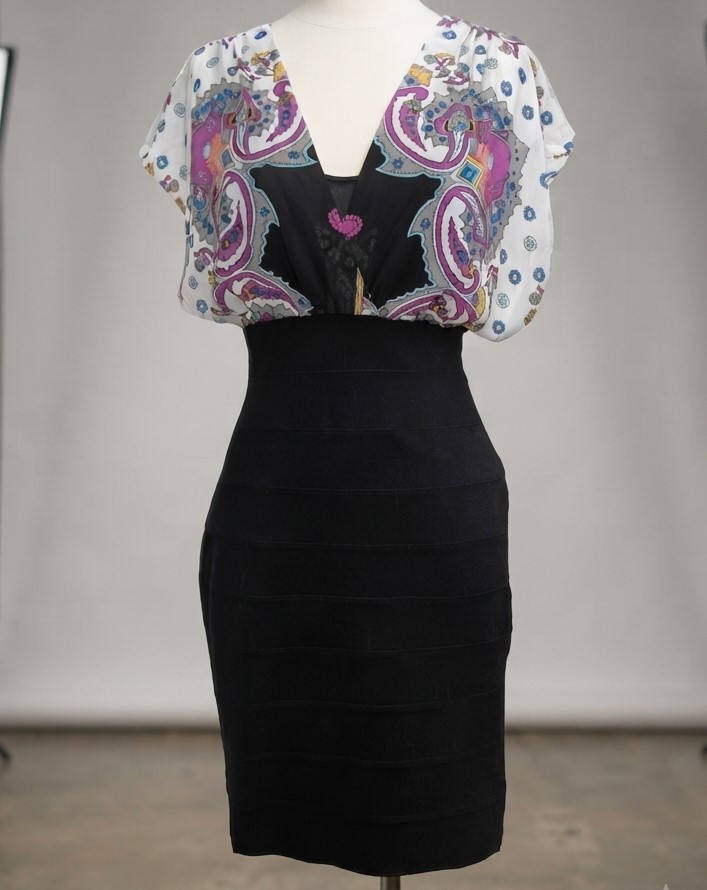 Nicole Miller Floral Scarf Print Dress NWT