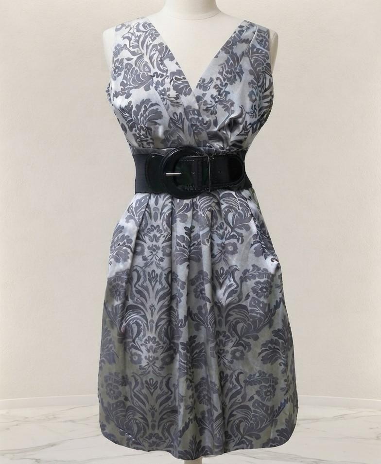 Corey P. Gray & Black Brocade Pattern Cocktail Dress NWT