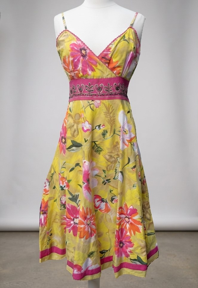 Pink Apple Embellished Waist Floral Yellow Sundress NWT Pink Apple Embellished Waist Floral Yellow Sundress NWT