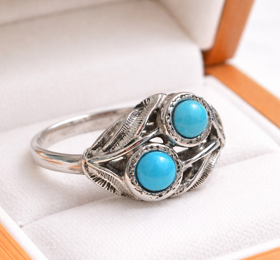 Sarah Coventry Ring Turquoise Cabachon Beads, Adjustable