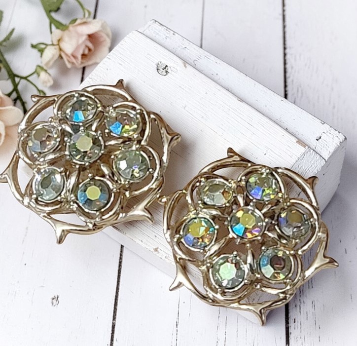 Sarah Coventry Earrings Aurora borealis rhinestones