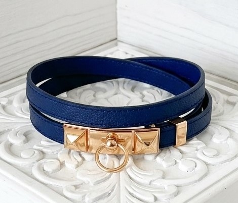 Navy Blue Belt with Goldtone Buckle O Ring