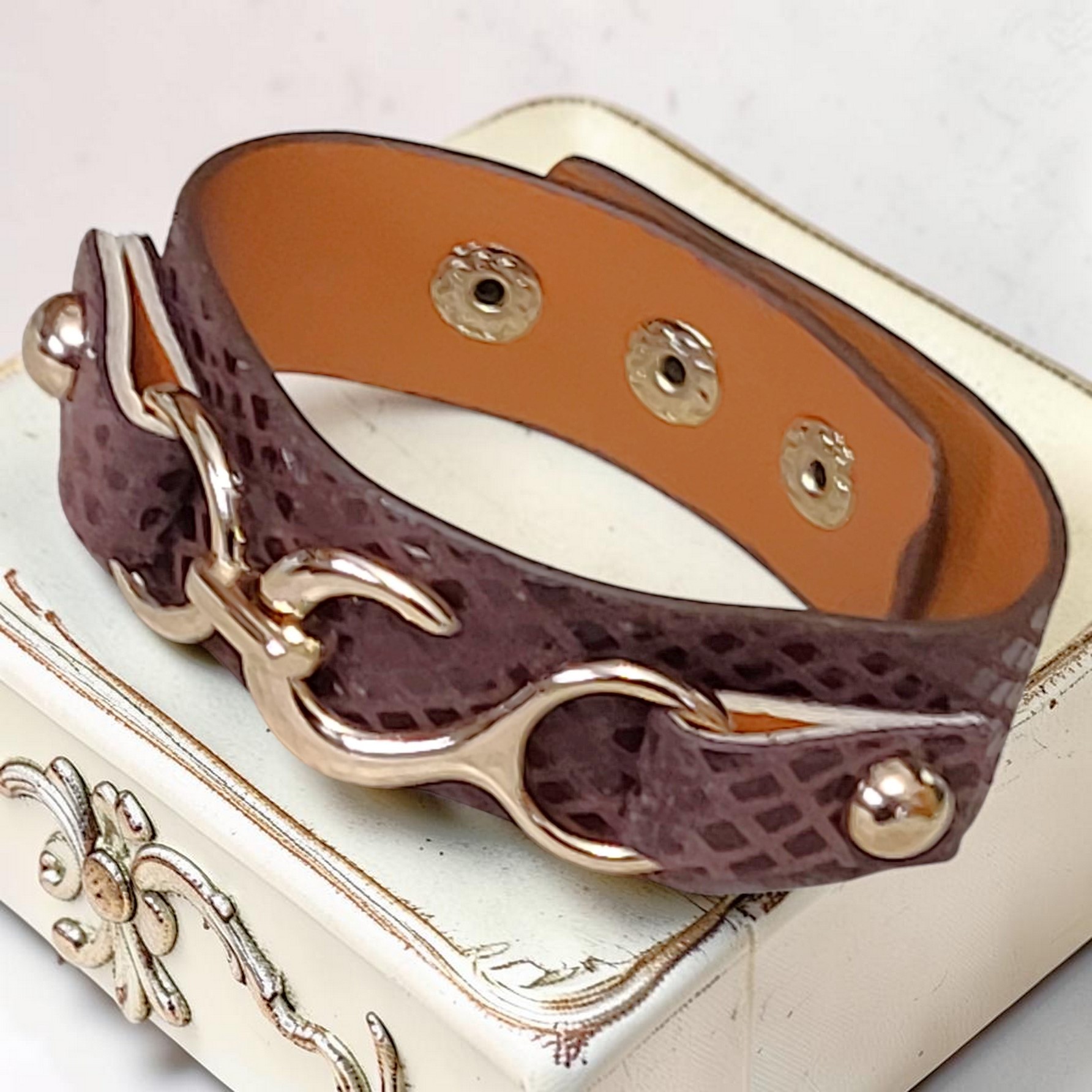 Vegan Leather Band Style Bracelet - Brown