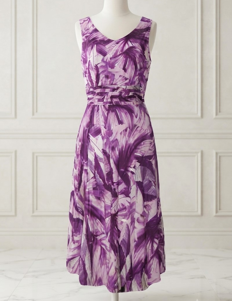 JBS Multi Purple Empire Waist Dress NWT Size M