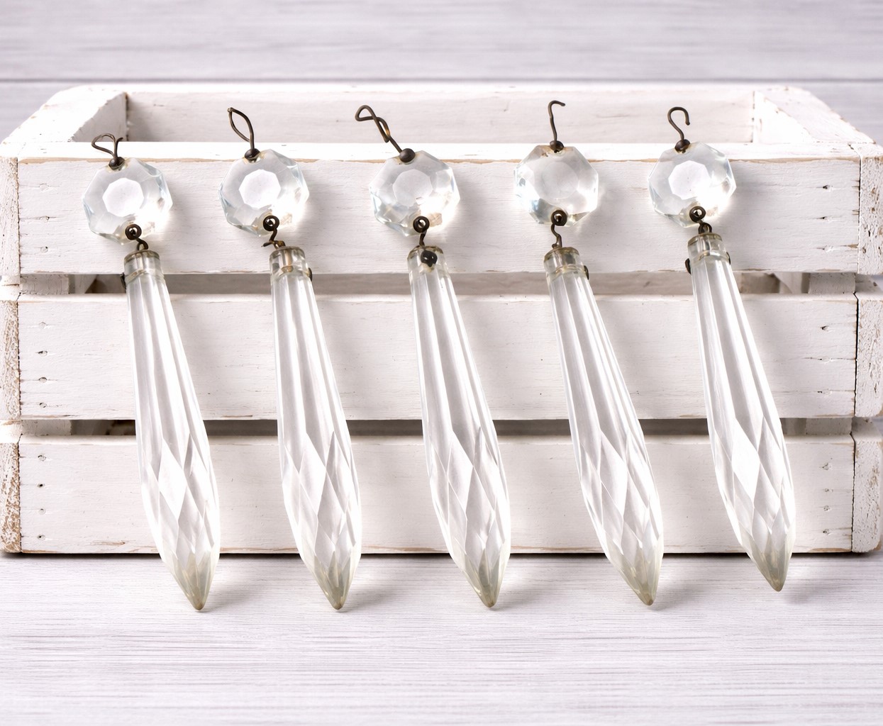 Vintage Chandelier Glass Prisims Set of 5