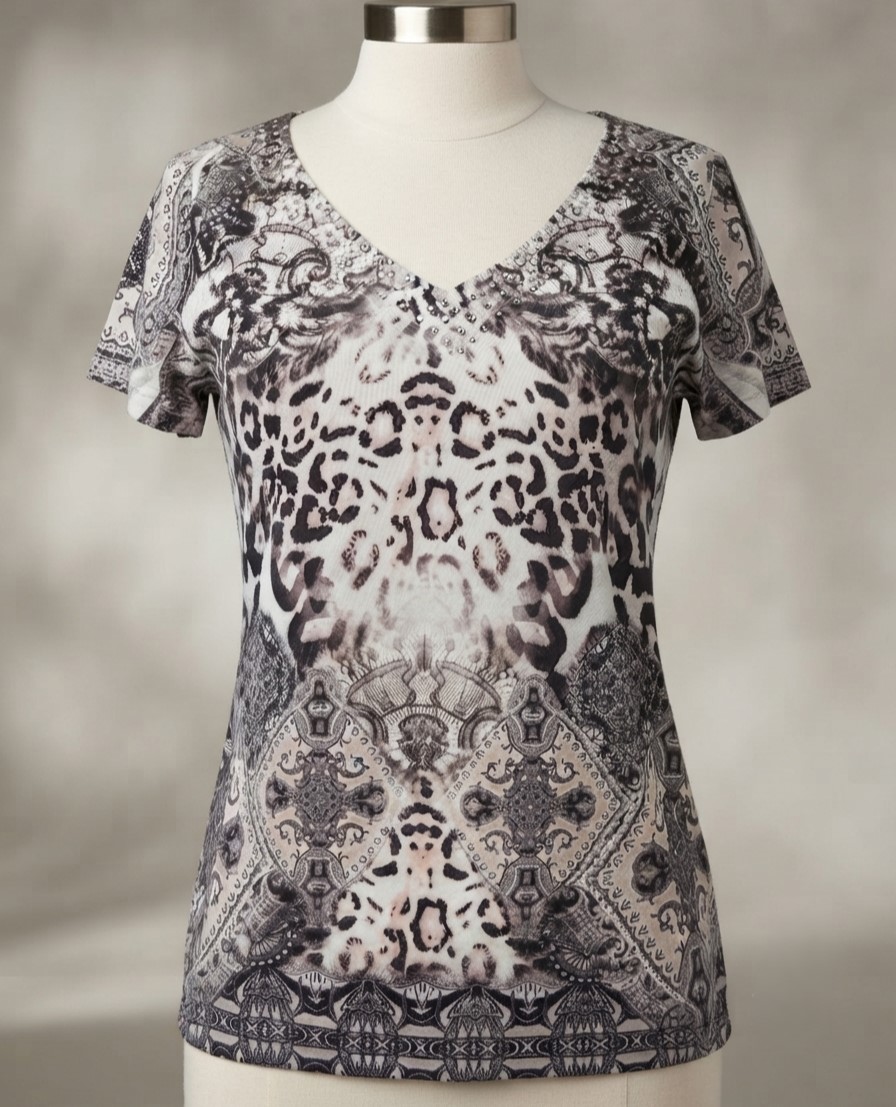 Apt. 9 Animal Print Embellished T-Shirt NWT
