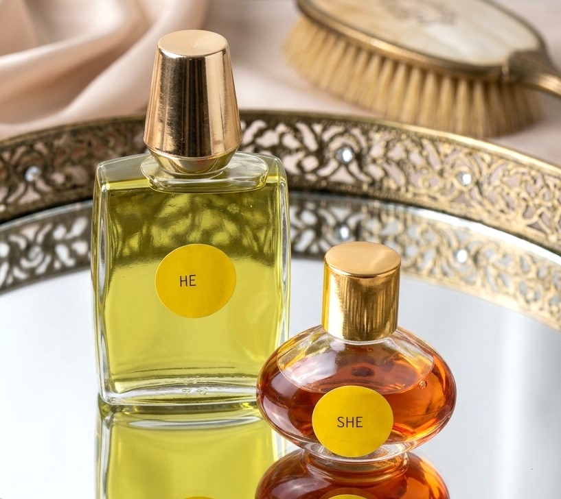 Vintage 1970's Nostalgic Mystery Perfumes"HE" & "SHE"