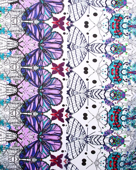 Scarf Wrap Butterfly & Graffitii Art Pattern - Color: Purple