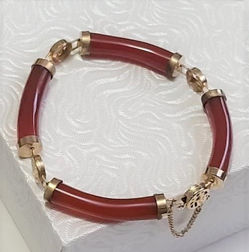 Red Jade Oriental Link Bracelet