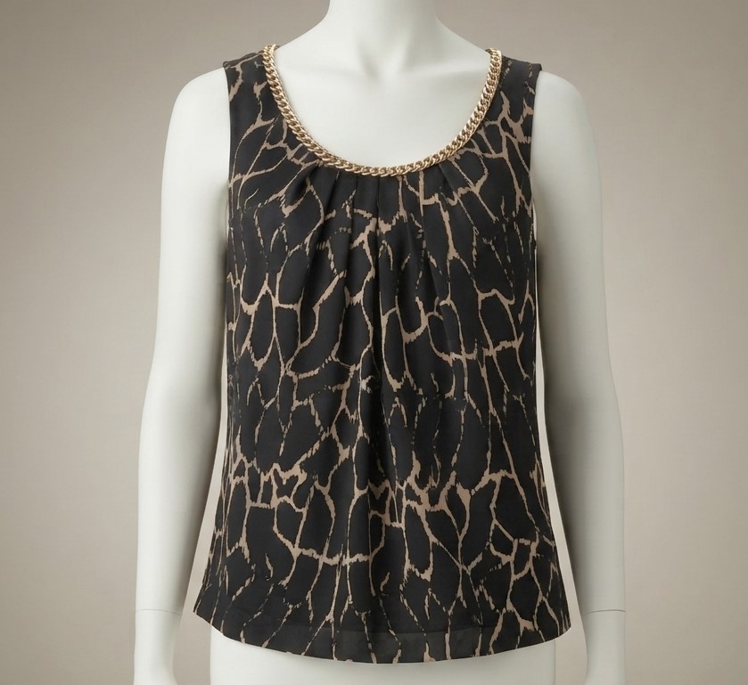 Dana Buchman Tropical Beauty Chain Neckline Blouse NWT
