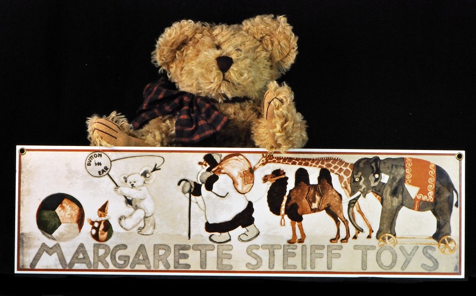 Vintage 1995 Margarete Steiff Toys Enamel & Metal Store Sign - Click Image to Close