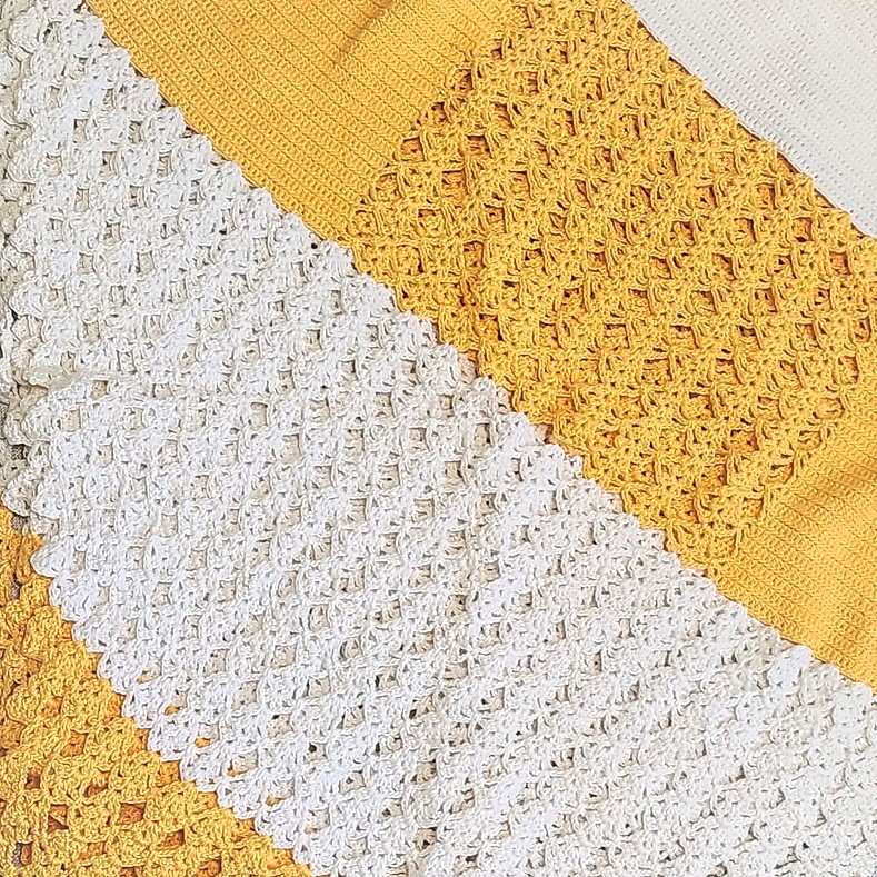 Handmade Crochet Tablecloth/Large Doily - Sunny Yellow & White