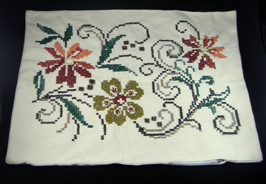 Handmade Cross Stitch Pillow Cover 22 1/2" x17