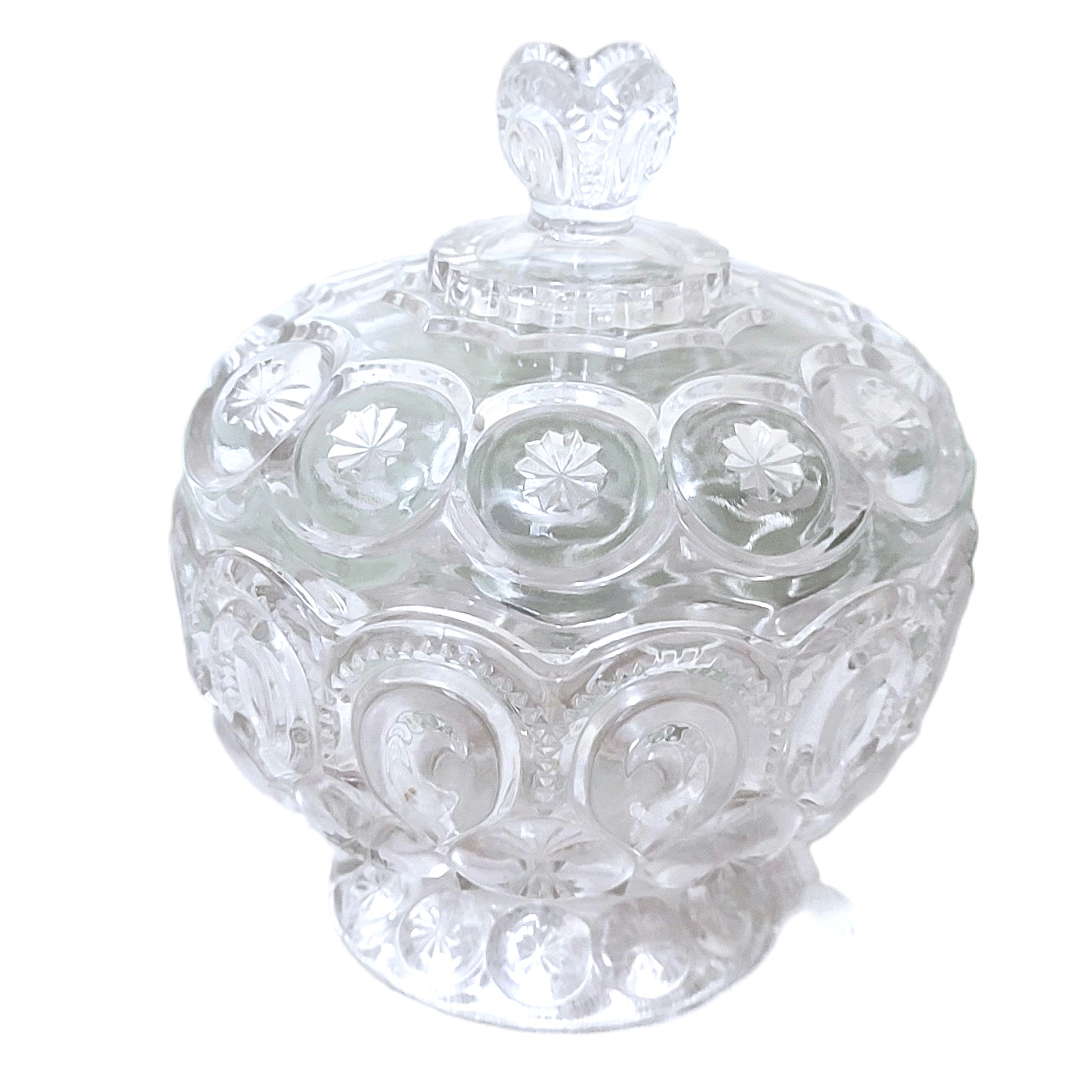 Clear Vintage Glass Covered Candy Dish