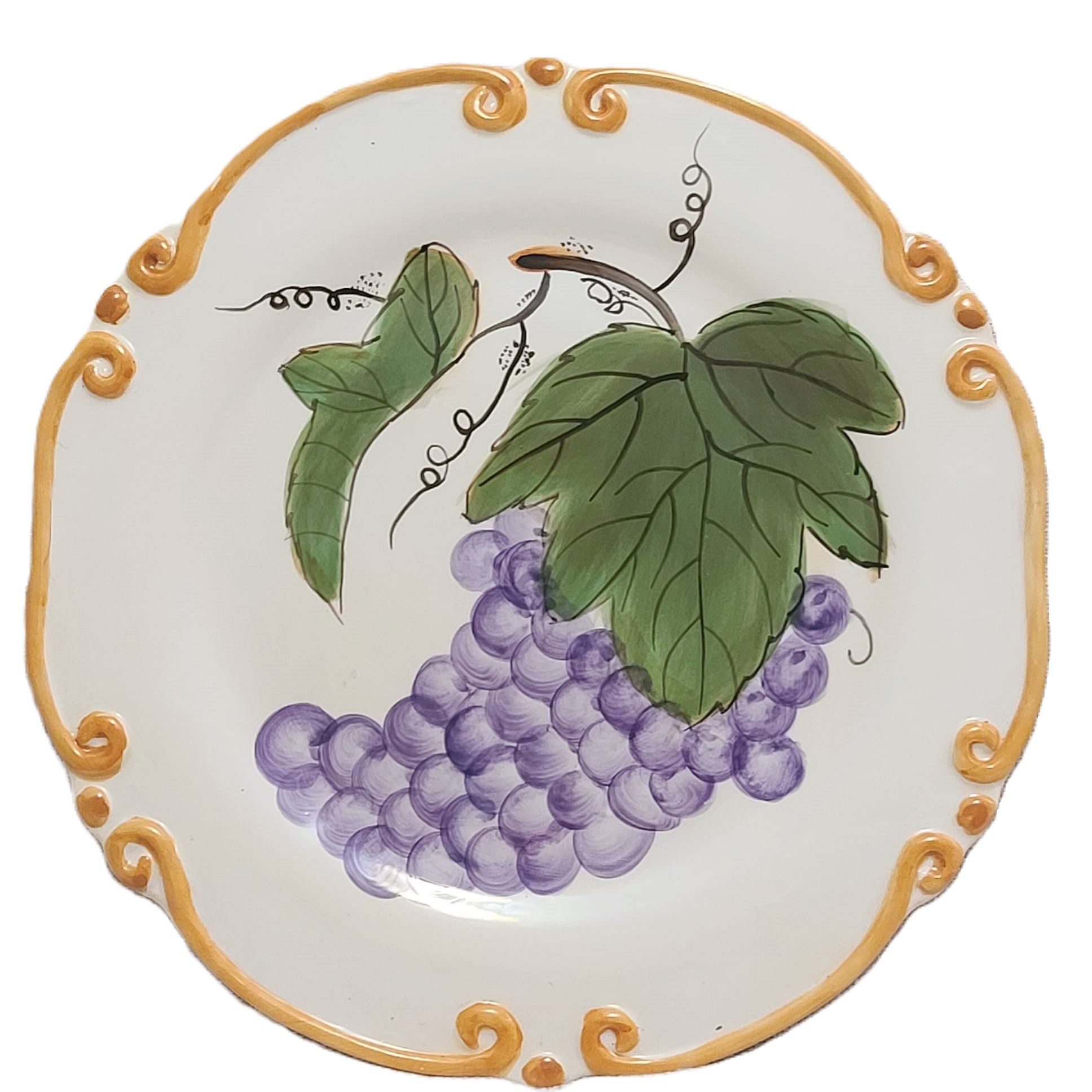 Ambiance Collections Set of 4 Cake Snack Plates - Grape Vines