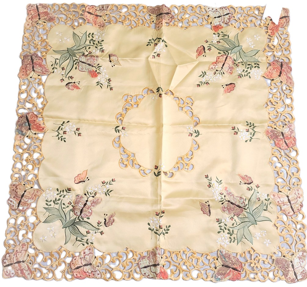 Gebr. Raebel & Sohn German Vintage Butterfly Table Cloth - Click Image to Close