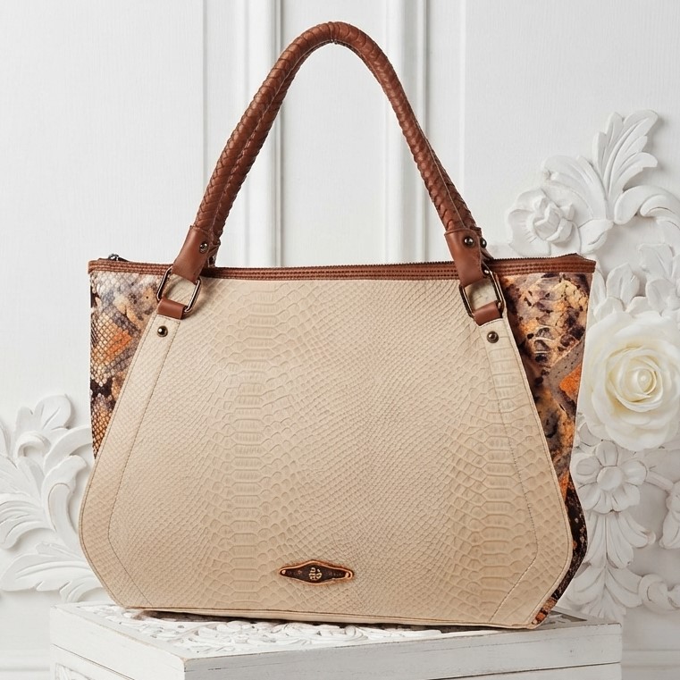 Elliot Lucca Marcela Shopper Handbag Snakeskin Pattern