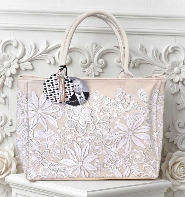 Oscar De La Renta Lace Large Shopper Handbag