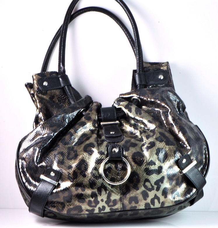 Metallic Animal Print Shopper Handbag by Nadara - Click Image to Close