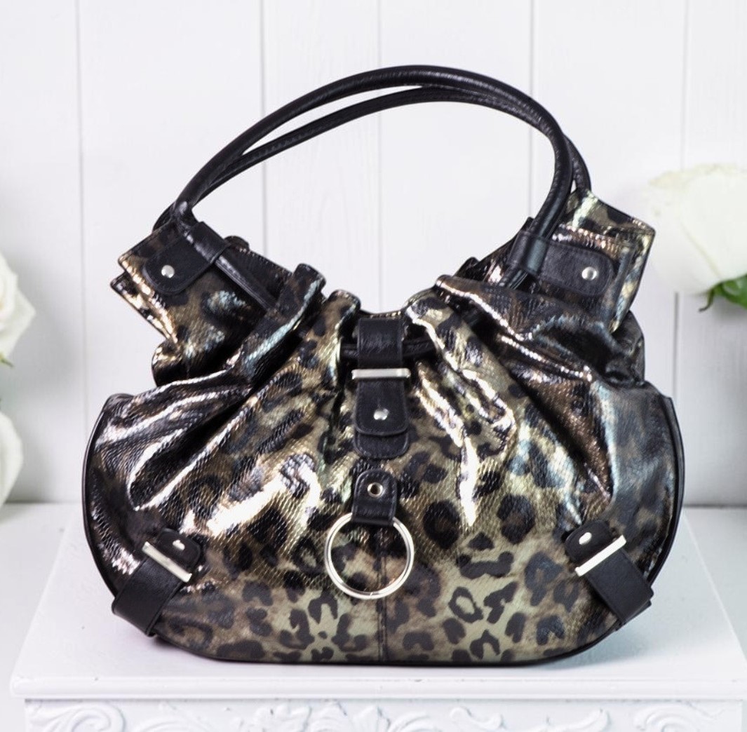 Metallic Animal Print Shopper Handbag by Nadara