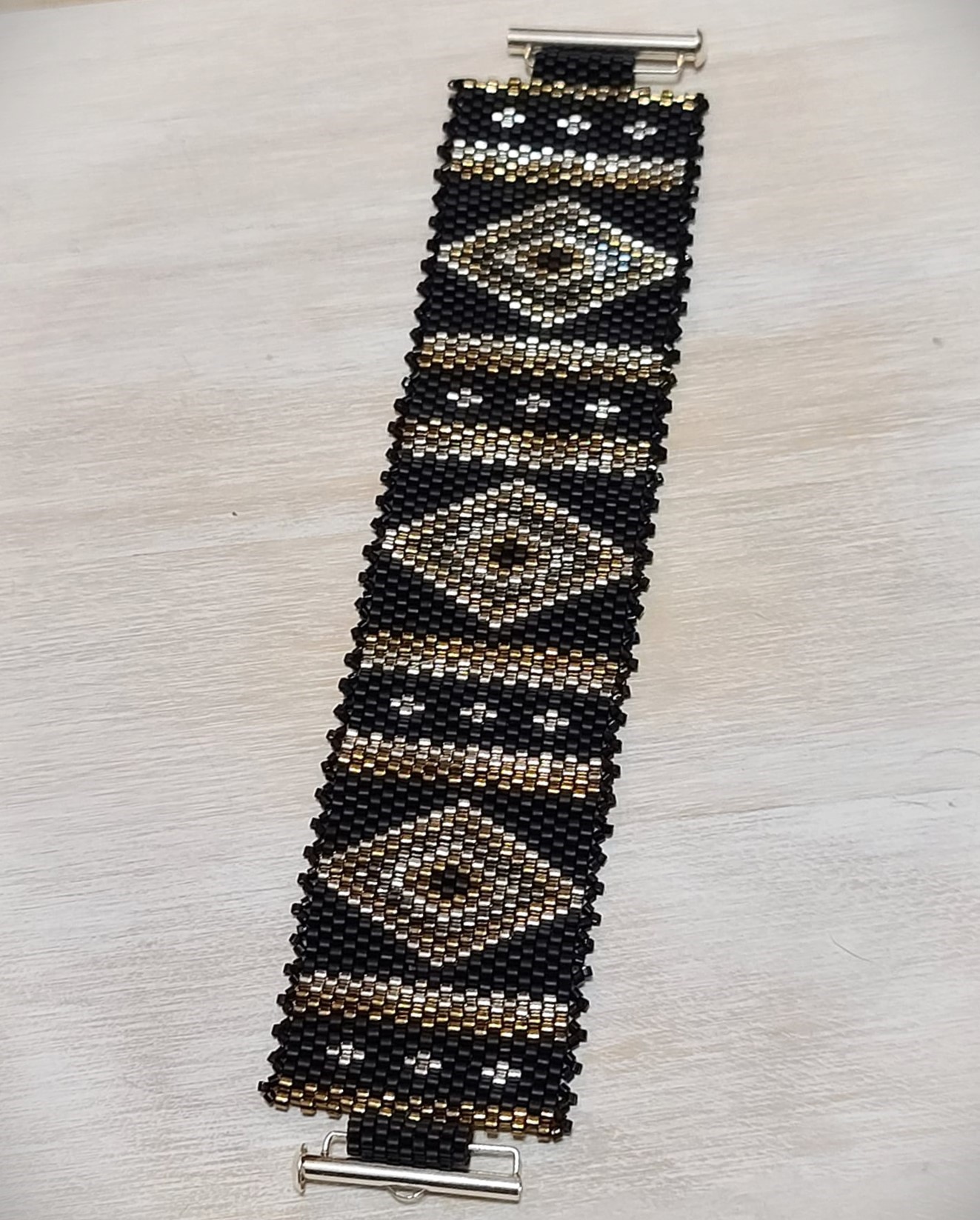 Beaded bracelet Handcrafted , 24KT metallic miyuki glass beads