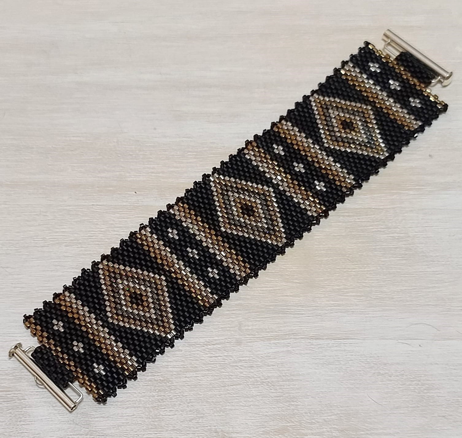 Beaded bracelet Handcrafted , 24KT metallic miyuki glass beads